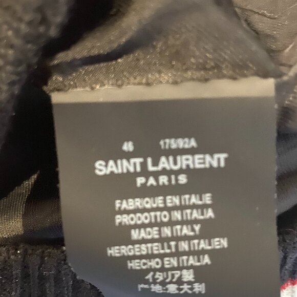 SAINT LAURENT PARIS BIRDS OF PARADISE SATIN VARSITY JACKET - Picture 4 of 5